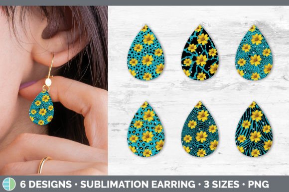 Teal Animal Print Teardrop Earrings: A Sublimation Design Asset